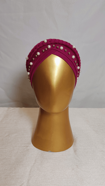 Braided Pearl Cap - Raspberry